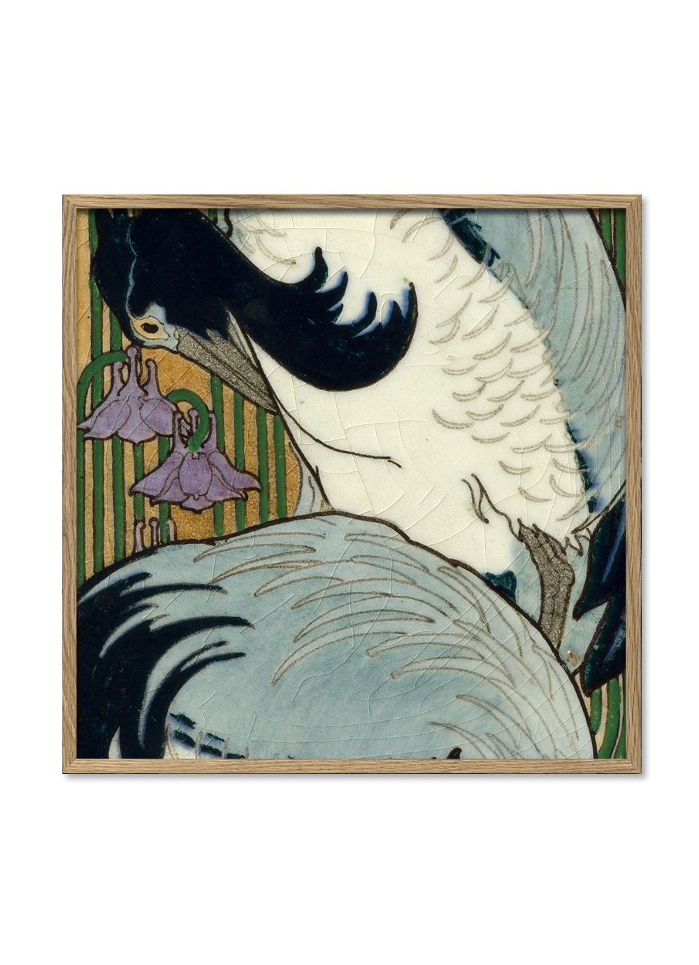 Cadre Green Tile with Heron II 30x30cm