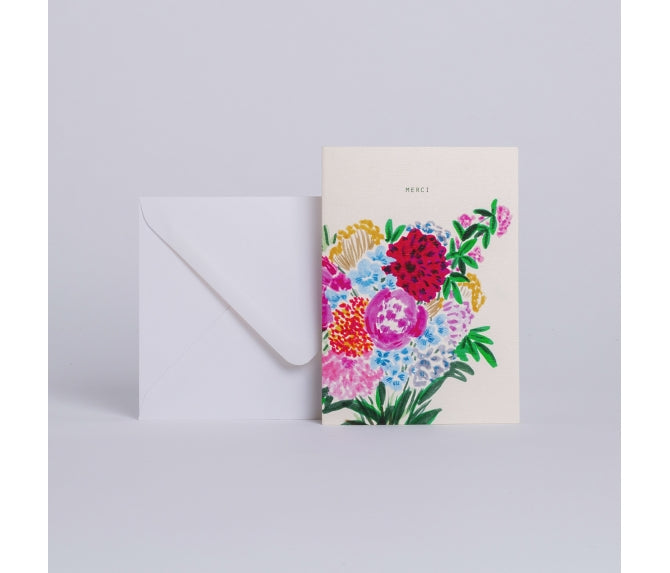 Carte Le Bouquet "Merci" - Season Paper - Coeur Grenadine
