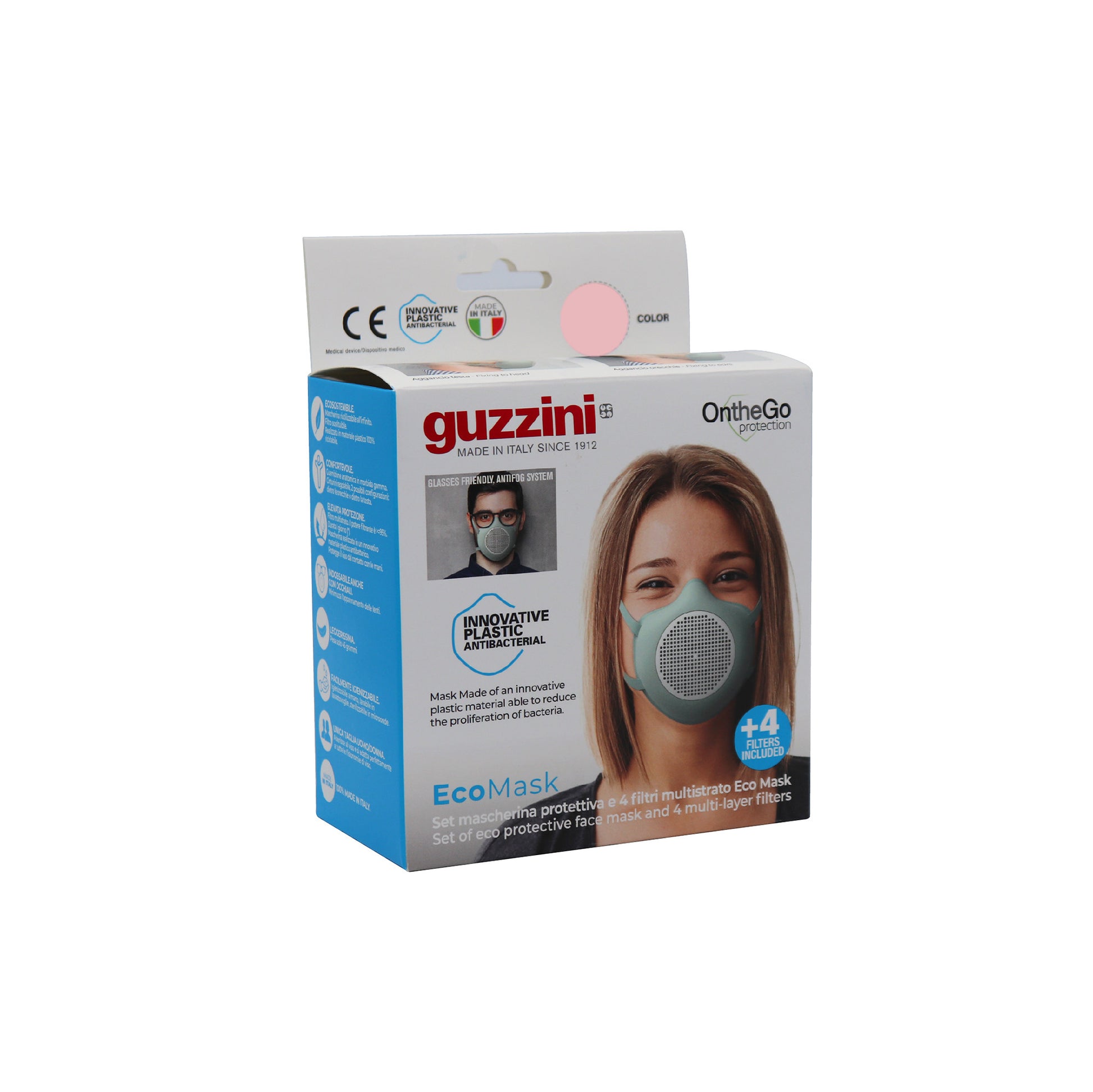 Masque + 4 filtres multicouches Eco Mask Jaune - Guzzini - Coeur Grenadine