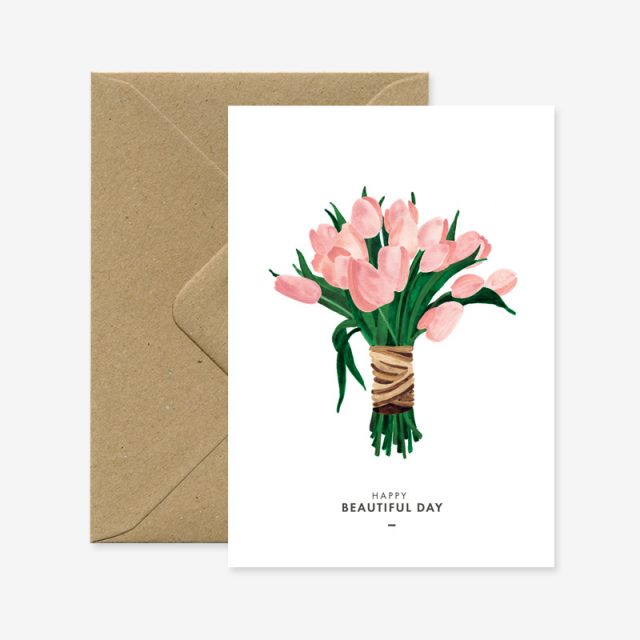 Carte Happy Beautiful Day Tulips - All the ways to say - Coeur Grenadine