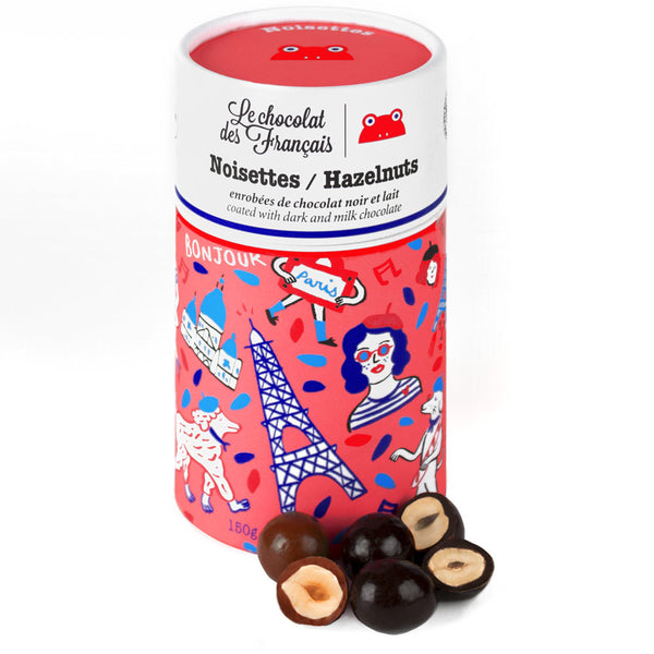 Coffret de noisettes enrobées - Le Chocolat des francais - Coeur Grenadine