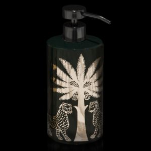 Distributeur de savon en céramique verte Ambre Noir 500ml