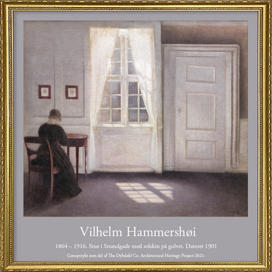 Cadre Vilhelm Hammershøi - Stue i Strandgade Med Solskin Pa Gulvet 30x30