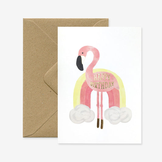 Carte Happy Birthday Flamingo - All the ways to say - Coeur Grenadine