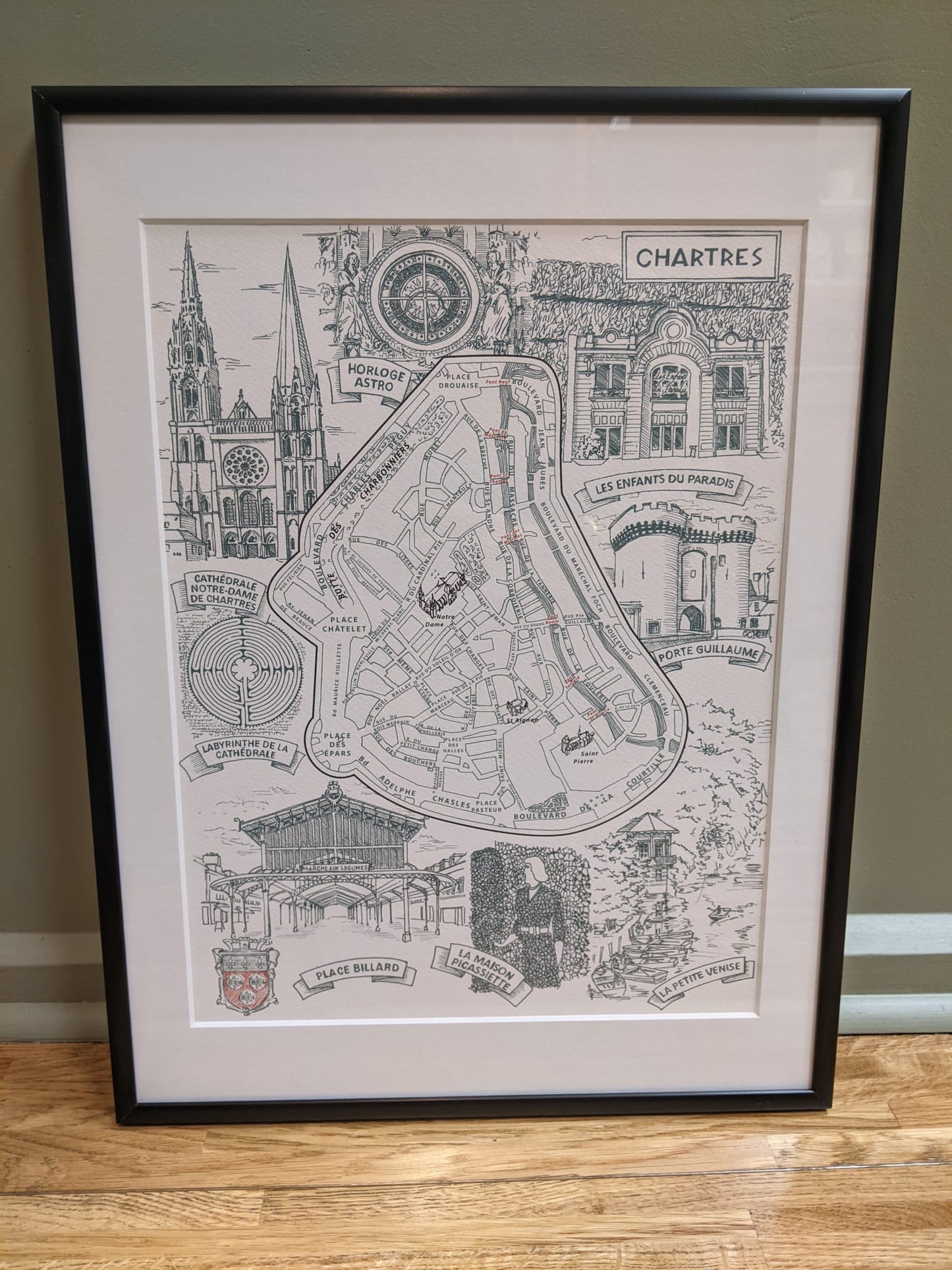 Affiche Plan de Chartres 30x40cm