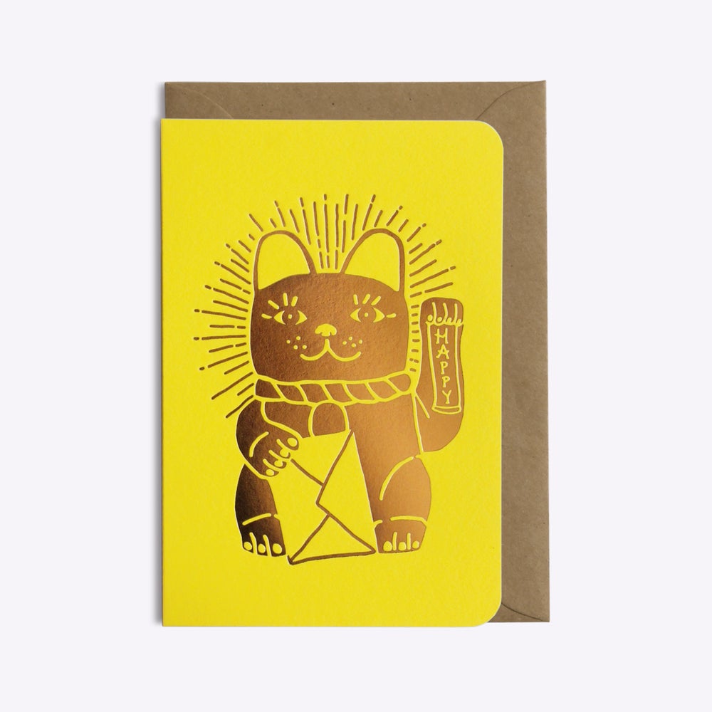 Carte Lucky Cat - Les Editions du paon - Coeur Grenadine