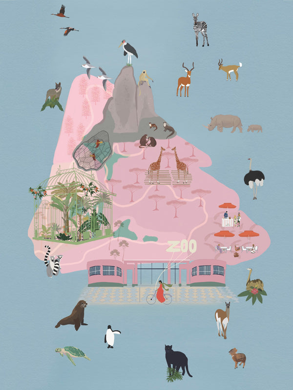 Affiche Zoo de Vincennes 30x40cm - La Manufacture de Bel-Air - Coeur Grenadine