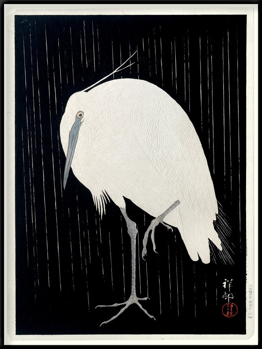 Crane on Black poster 30x40